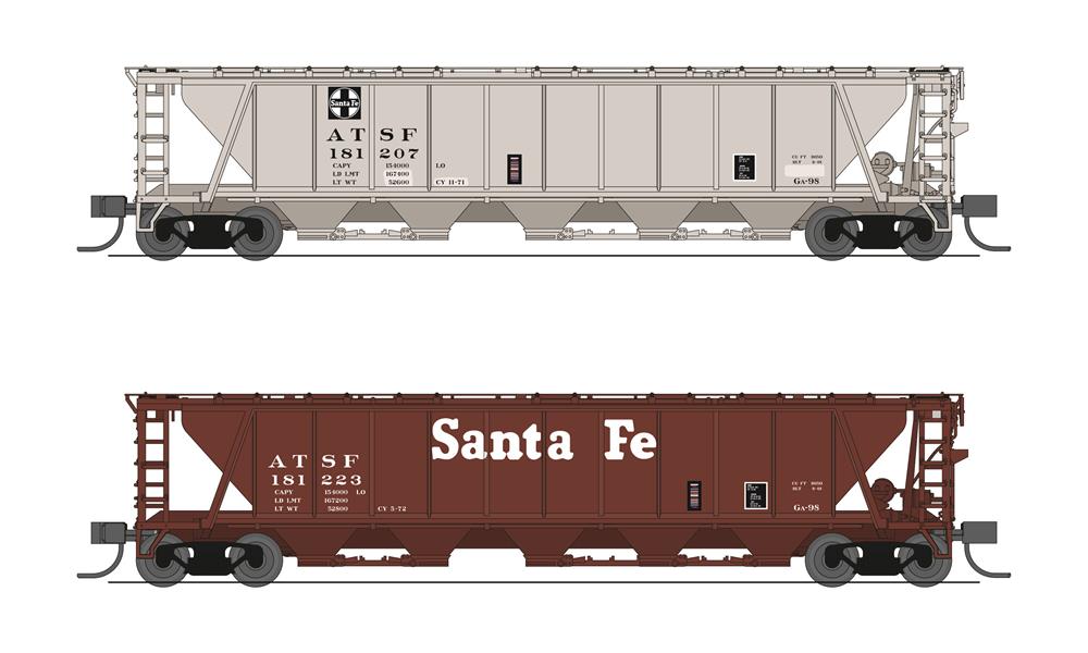 7258 H32 Covered Hopper, ATSF, Variety 2-pack, N Scale (Fantasy Paint Scheme)