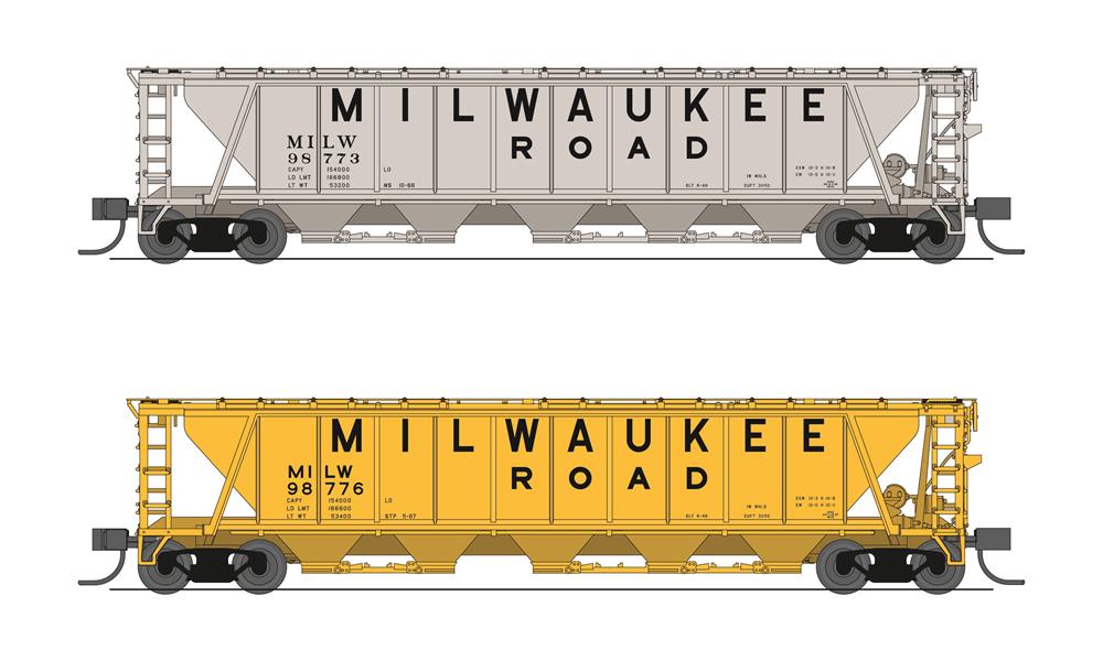 7262 H32 Covered Hopper, MILW, Variety 2-pack, N Scale (Fantasy Paint Scheme)