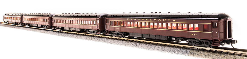 3760 PRR P70R with Ice AC, Tuscan Red w/ Gold Lettering & Stripes, 4-Car Set, N
