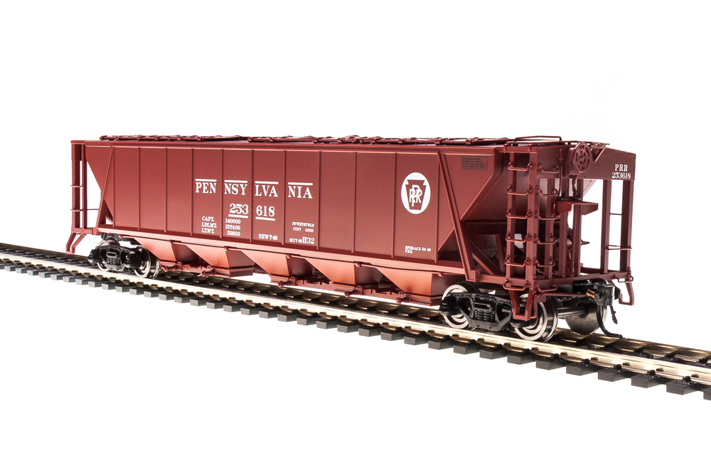 4083 H32 Covered Hopper, PRR, Freight Car Red with White Circle Keystone, 2-pack A, HO