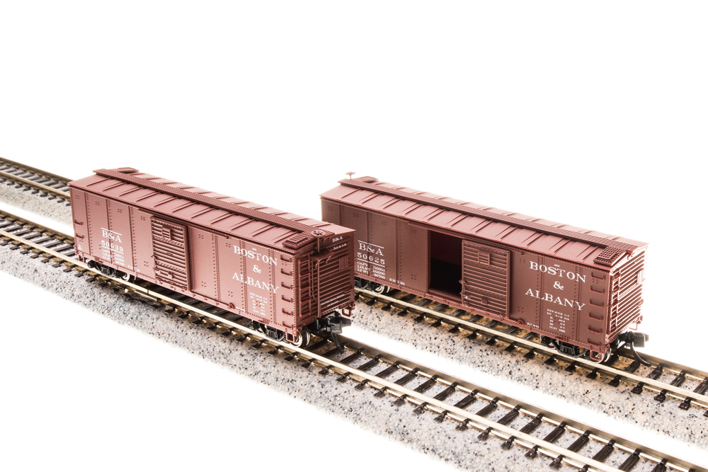 3662 B&A Steel Box Car, 4-pack, with Corrugated ends, pre-1955 Roman lettering, N (50634, 50624, 50626, 50628)