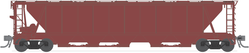 1890 H32 Covered Hopper, Unlettered, Freight Car Red, 4-pack, HO