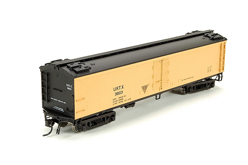 BLI-1487 GACX 53'6" Wood Express Reefer, URTX 2-Car Set, #3090/3074, Yellow Sides, HO